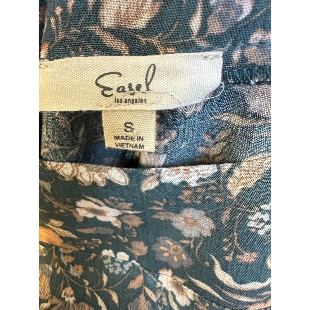 Easel Wide Leg Ruffle Pull On Elastic Waist Pant Floral Small Boho Beachy Resort - Picture 10 of 16